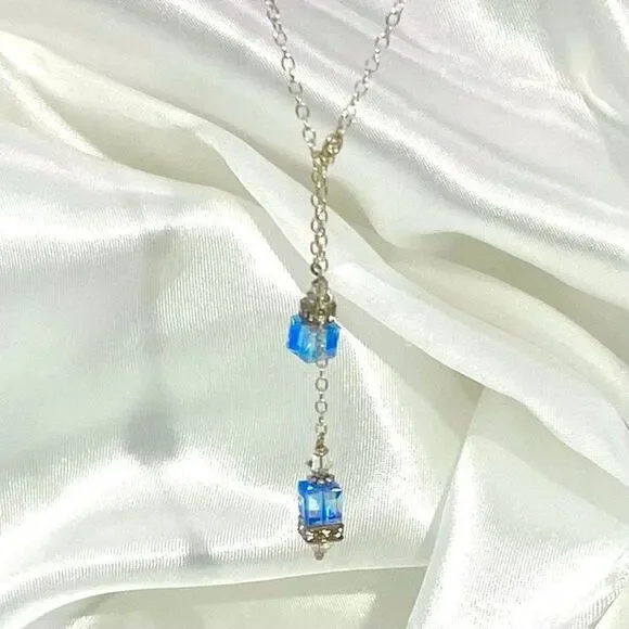 AIC# Sterling & Ice Blue Crystal Necklace